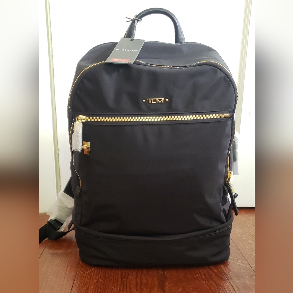 Tumi Black Urban Backpack with Gold Accents